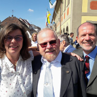 v.l.: Stadträtin Elke Werner, MdL Klaus Adelt, SPD-Landratskandidat Dr. Arnt-Uwe Schille